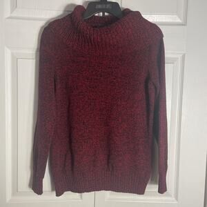 Vtg Y2K Lauren Ralph Lauren Mock Neck Sweater Women XL Red Black Marled Pullover